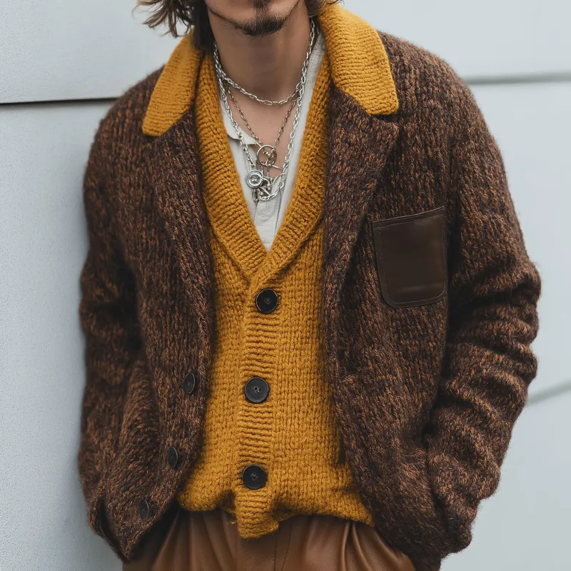 Men's Retro Casual Colorblock Knit Cardigan Jacket MTA1730I1TO sold by Manly product image thumbnail 2