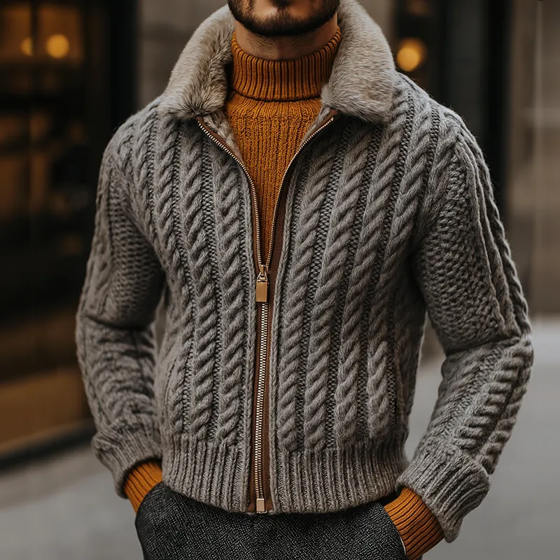 Men's Retro Casual Knitted Plush Warm Zipper Jacket MTA2294I4TO sold by Manly product image thumbnail 2