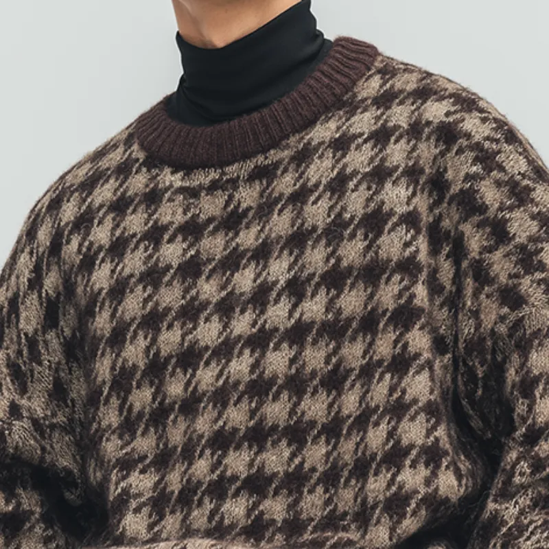 Men's Retro Casual Houndstooth Knitted Turtleneck Sweater MTA1973I6TO sold by Manly product image thumbnail 3