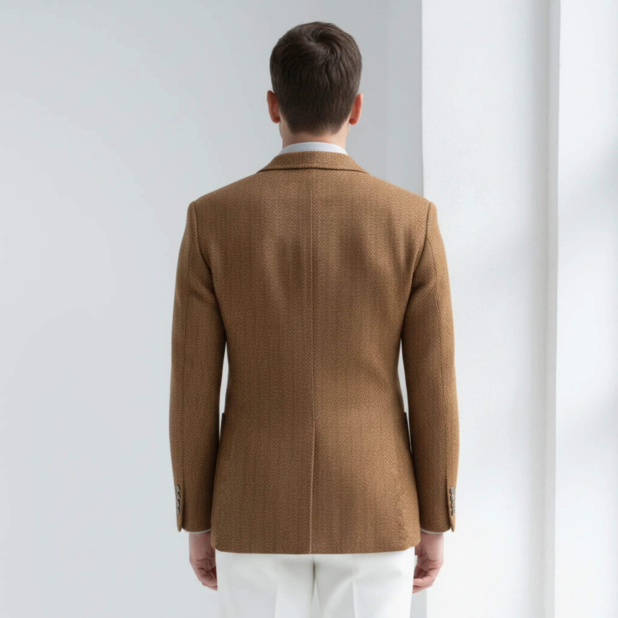 Men's Classic Light Business Faux Woolen Houndstooth Double-breasted Blazer MTA2249I8K sold by Manly product image thumbnail 4