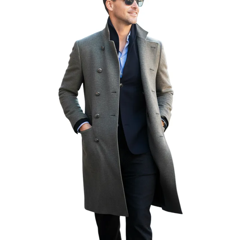 Men's Classic Stand-collar Double-breasted Knee-length Coat MTA2271I1U sold by Manly product image thumbnail 4