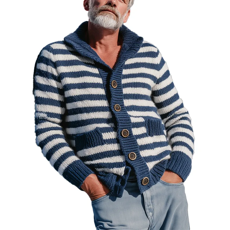 Men's Winter Fashion Striped Cotton Knitted Sweater Cardigan MTA2278I8P sold by Manly