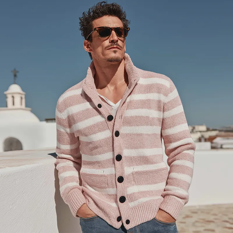 Men's Winter Fashion Striped Cotton Knitted Sweater Cardigan MTA2266I7P sold by Manly product image thumbnail 4