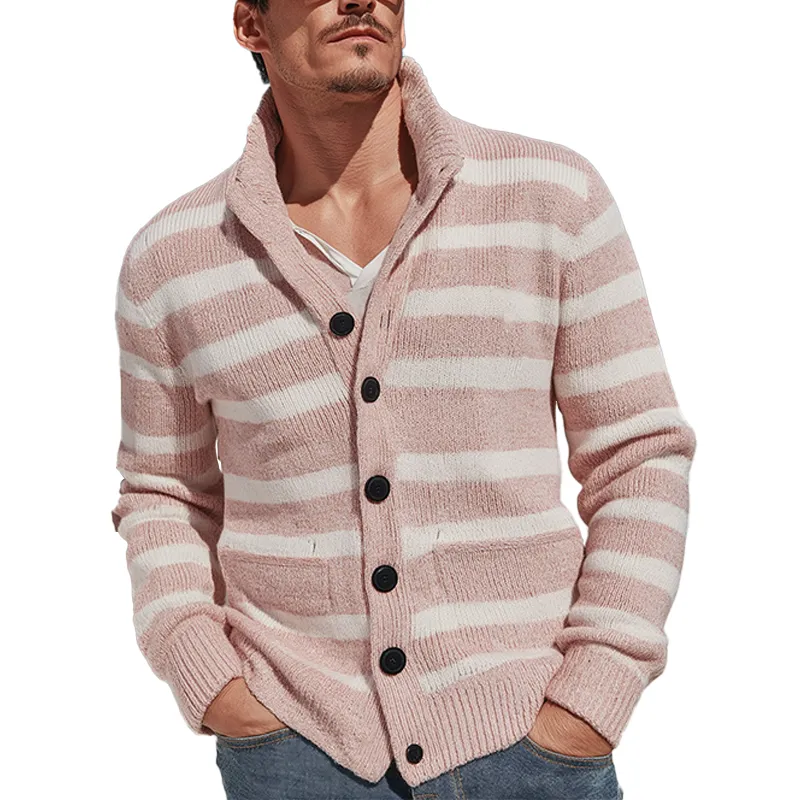 Men's Winter Fashion Striped Cotton Knitted Sweater Cardigan MTA2266I7P sold by Manly