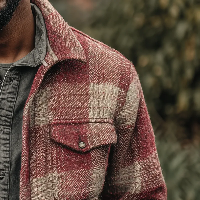 Men's Winter Fashion Plaid Twill Cotton Thick Long Sleeve Shirt MTA2280I5P sold by Manly product image thumbnail 4