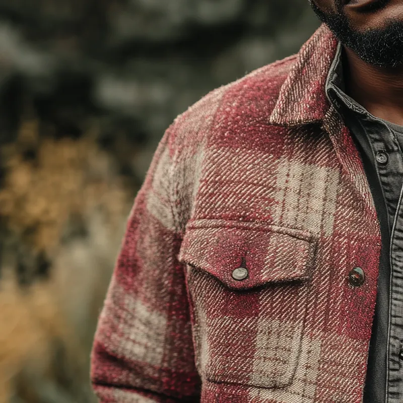 Men's Winter Fashion Plaid Twill Cotton Thick Long Sleeve Shirt MTA2280I5P sold by Manly product image thumbnail 3