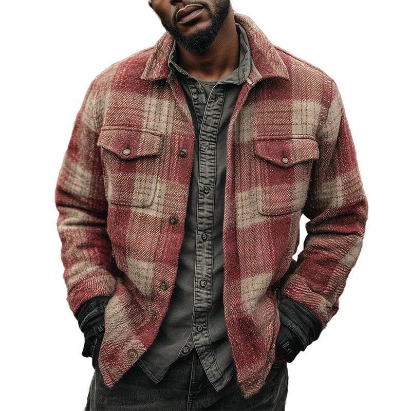 Men's Winter Fashion Plaid Twill Cotton Thick Long Sleeve Shirt MTA2280I5P sold by Manly