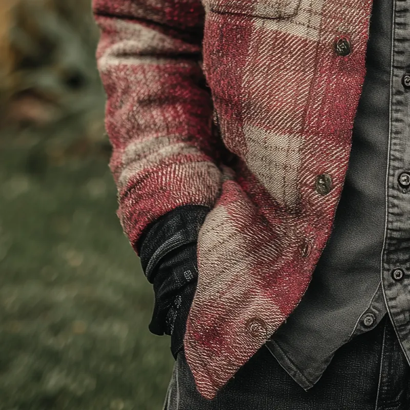 Men's Winter Fashion Plaid Twill Cotton Thick Long Sleeve Shirt MTA2280I5P sold by Manly product image thumbnail 5