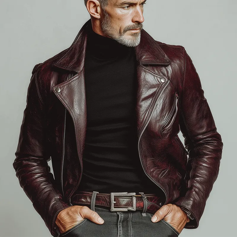 Men's Winter Fashion Distressed PU Jacket (with Lining) MTA2229I9P sold by Manly product image thumbnail 2