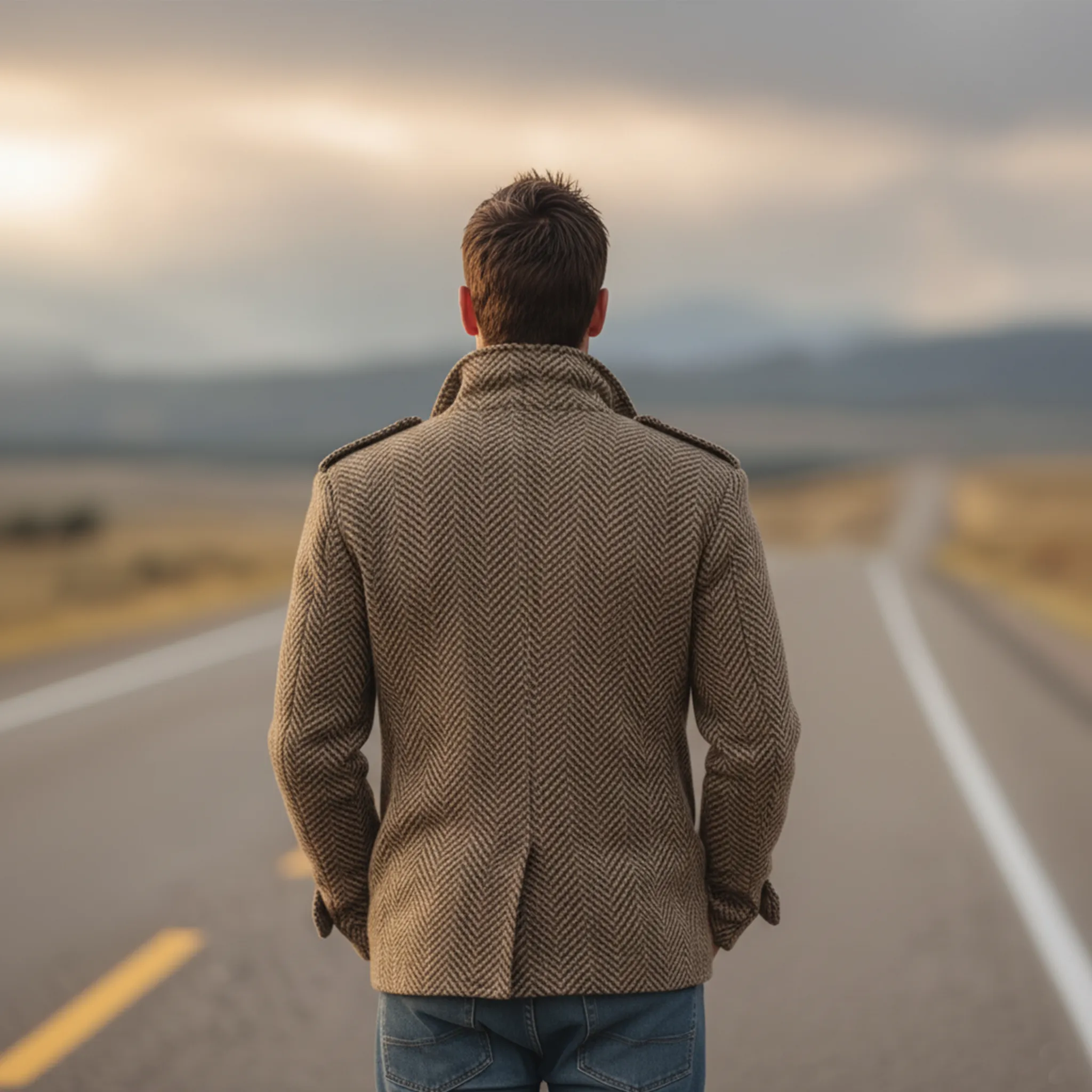 Men's Classic Vintage Western Style Faux Herringbone Wool Double Breasted Jacket MTA2547I6K sold by Manly product image thumbnail 5