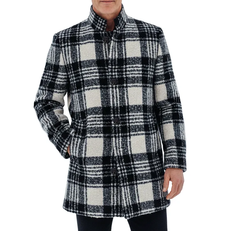 Men's Retro Casual Plaid Stand Collar Coat MTA2569I4TO sold by Manly