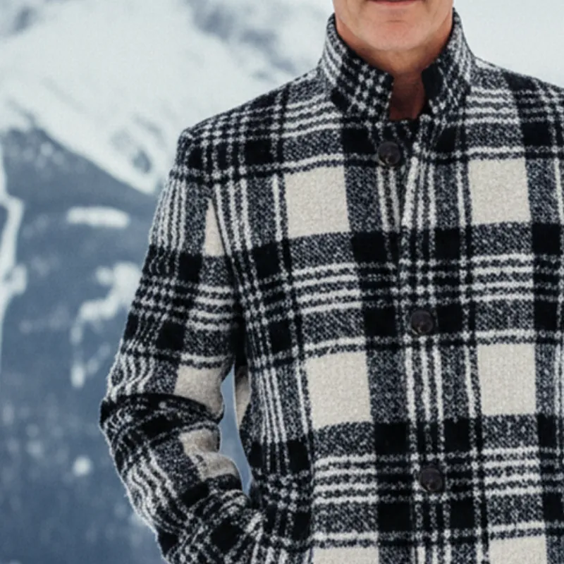 Men's Retro Casual Plaid Stand Collar Coat MTA2569I4TO sold by Manly product image thumbnail 4