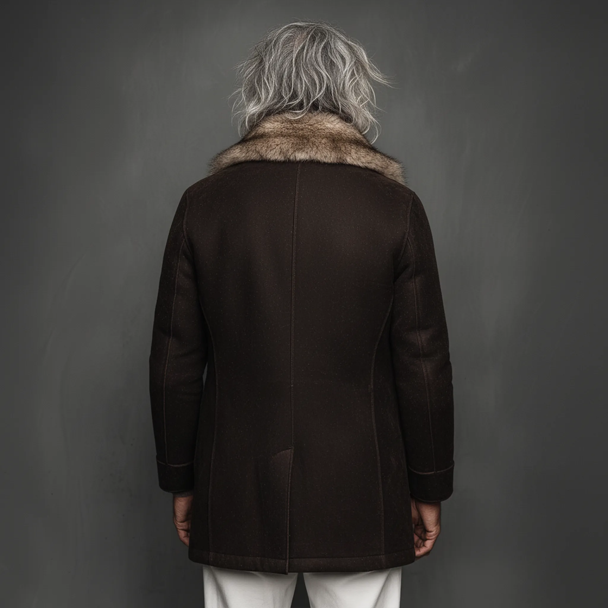 Men's Classic Vintage Faux Wool Single-breasted Thigh-length Coat (with Detachable Faux Fur Collar) MTA2532I3K sold by Manly product image thumbnail 5