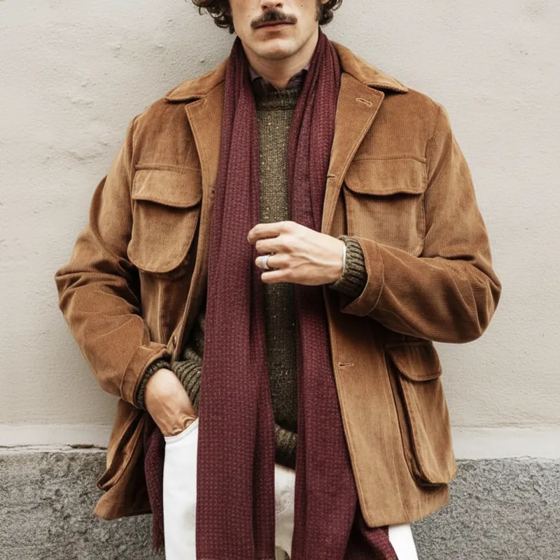 Men's Classic Loose-fit Corduroy Button-up Jacket MTA2589I4U sold by Manly product image thumbnail 2