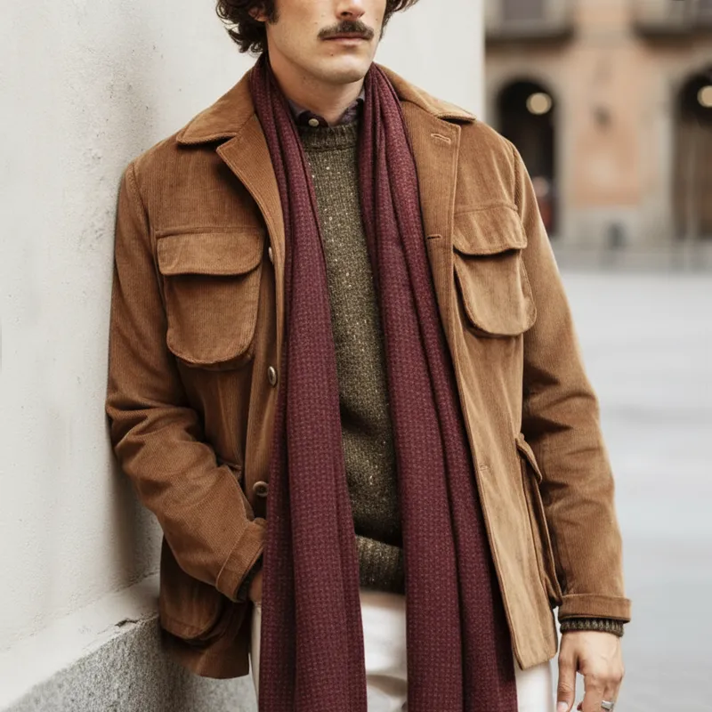 Men's Classic Loose-fit Corduroy Button-up Jacket MTA2589I4U sold by Manly product image thumbnail 3