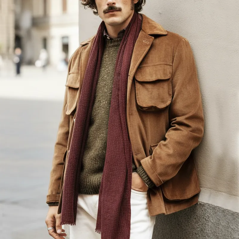 Men's Classic Loose-fit Corduroy Button-up Jacket MTA2589I4U sold by Manly product image thumbnail 4