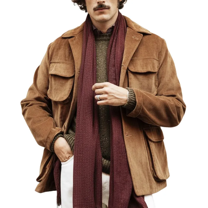 Men's Classic Loose-fit Corduroy Button-up Jacket MTA2589I4U sold by Manly