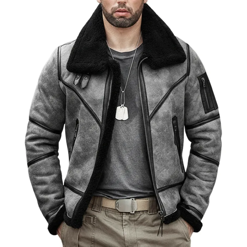 Men's Classic Warm Fleece-lined Zip-up Jacket MTA2532I7U made by Manly
