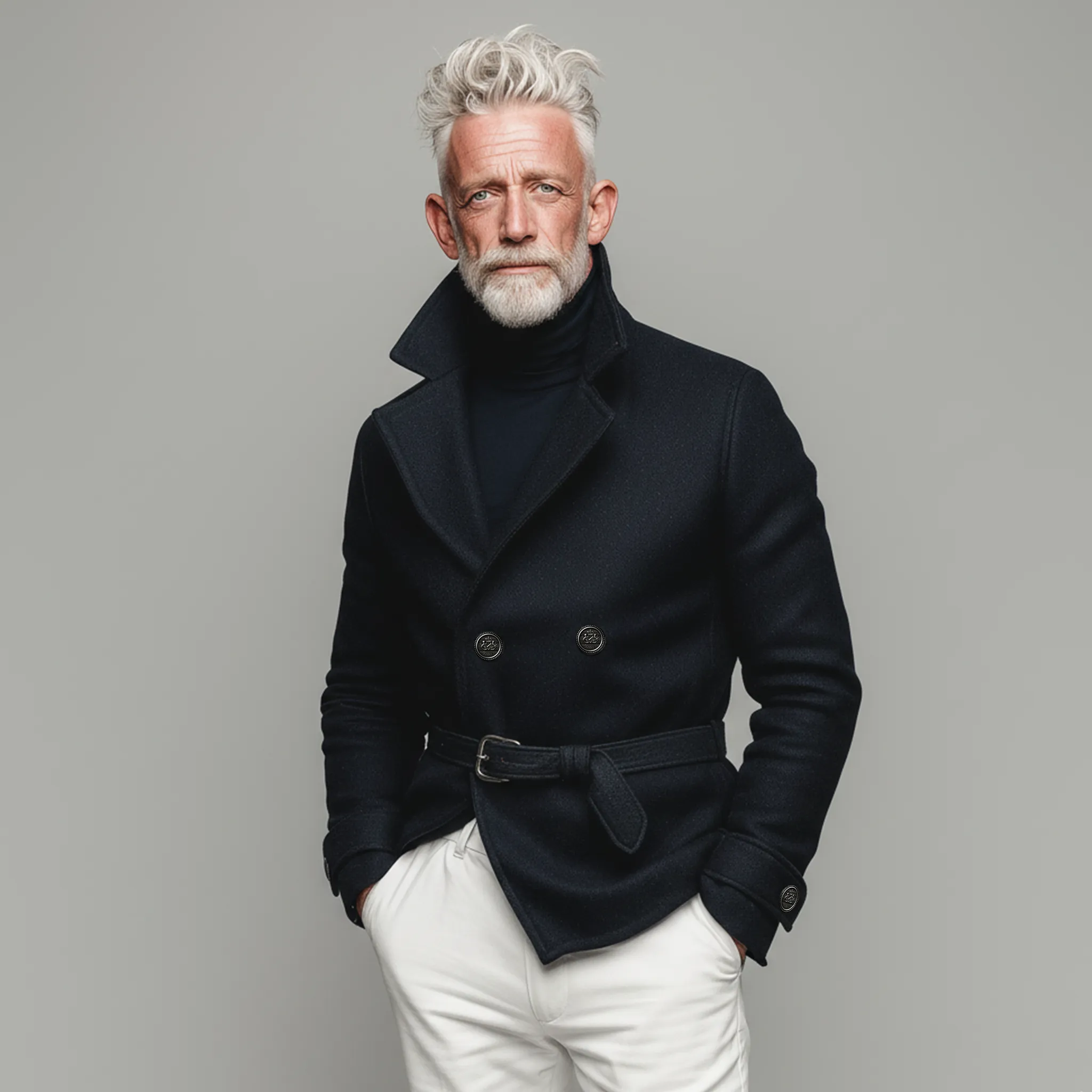 Men's Classic Vintage Double-breasted Lapel Faux Wool Coat (including Belt) MTA2486I1K sold by Manly product image thumbnail 4