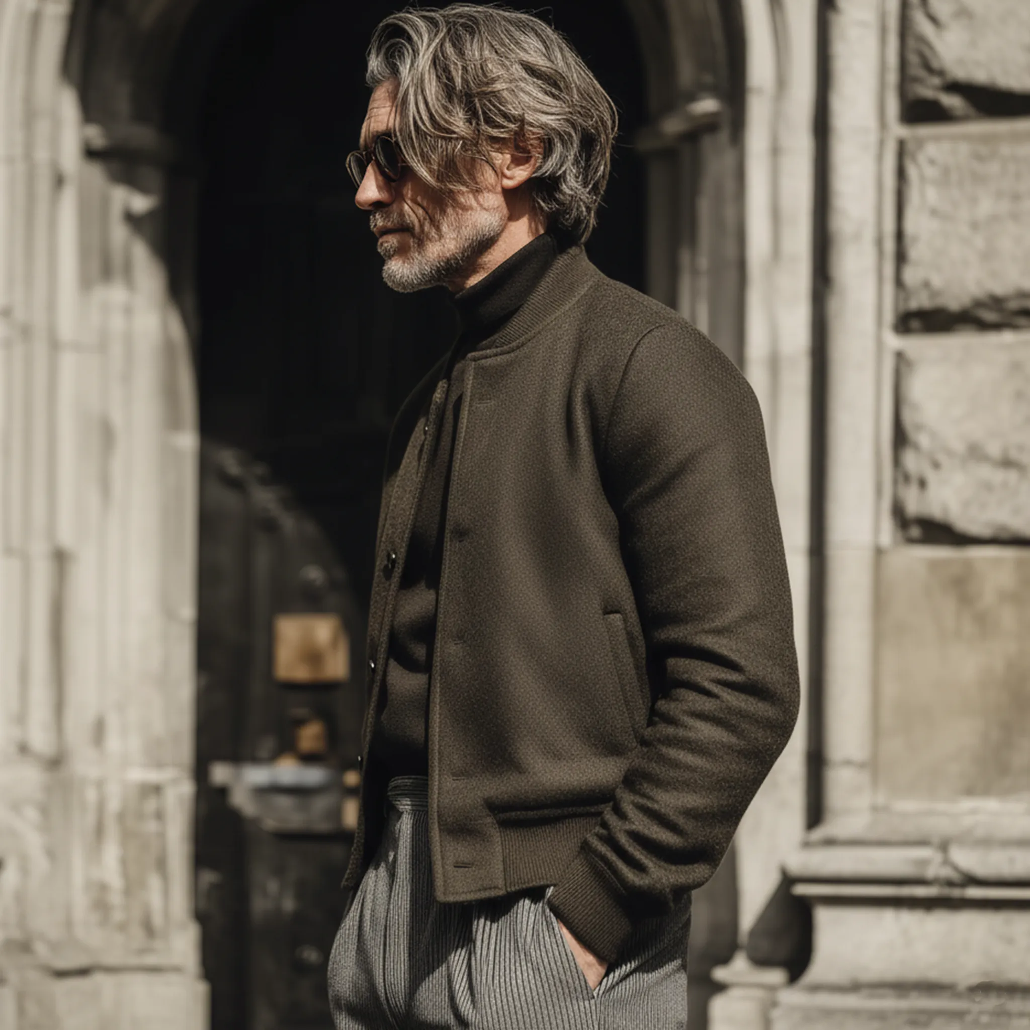 Men's Classic Casual Stand-up Collar Faux Woolen Flight Jacket MTA2406I3K sold by Manly product image thumbnail 5