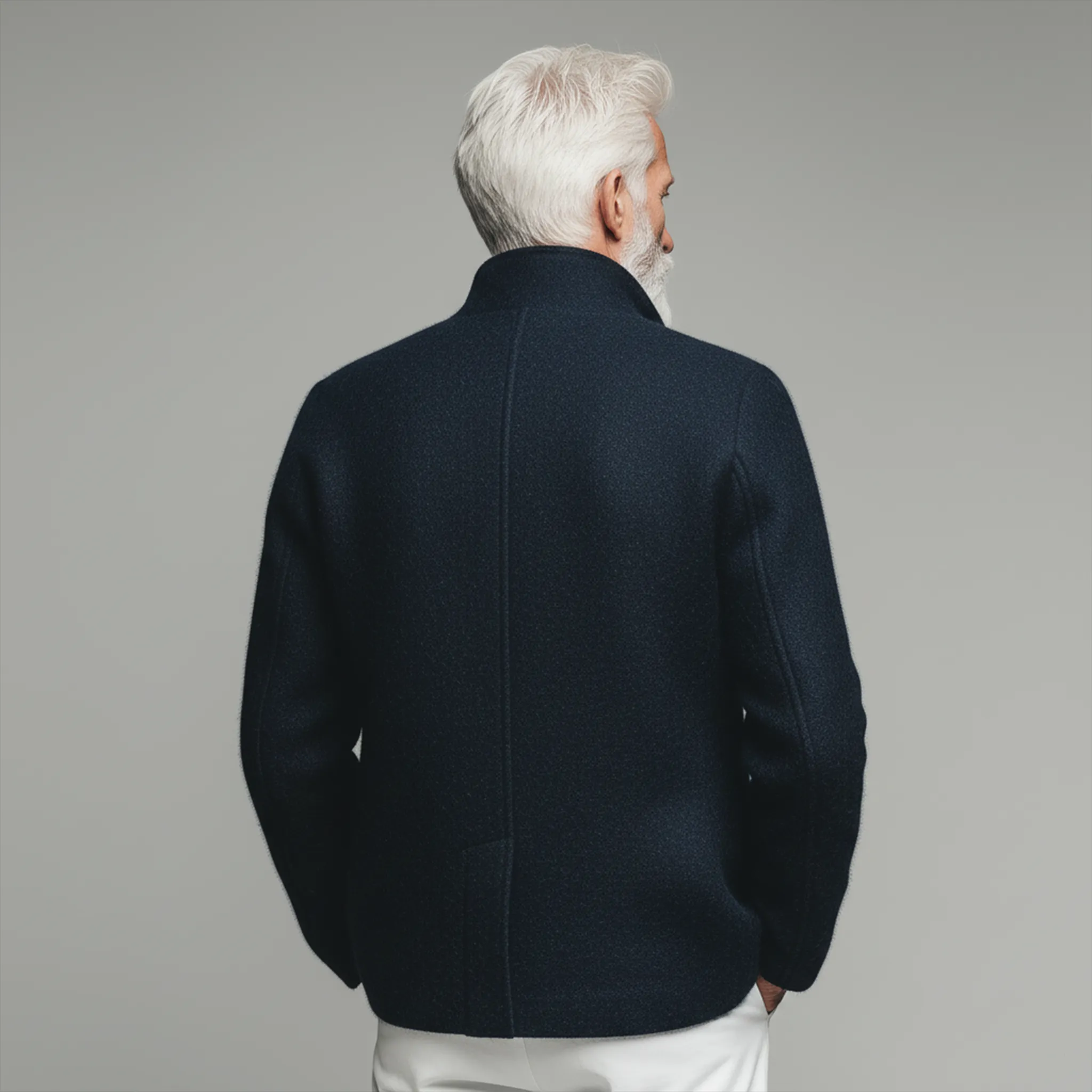 Men's Classic Retro Stand Collar Faux Woolen Placket Button Jacket MTA2443I6K sold by Manly product image thumbnail 5