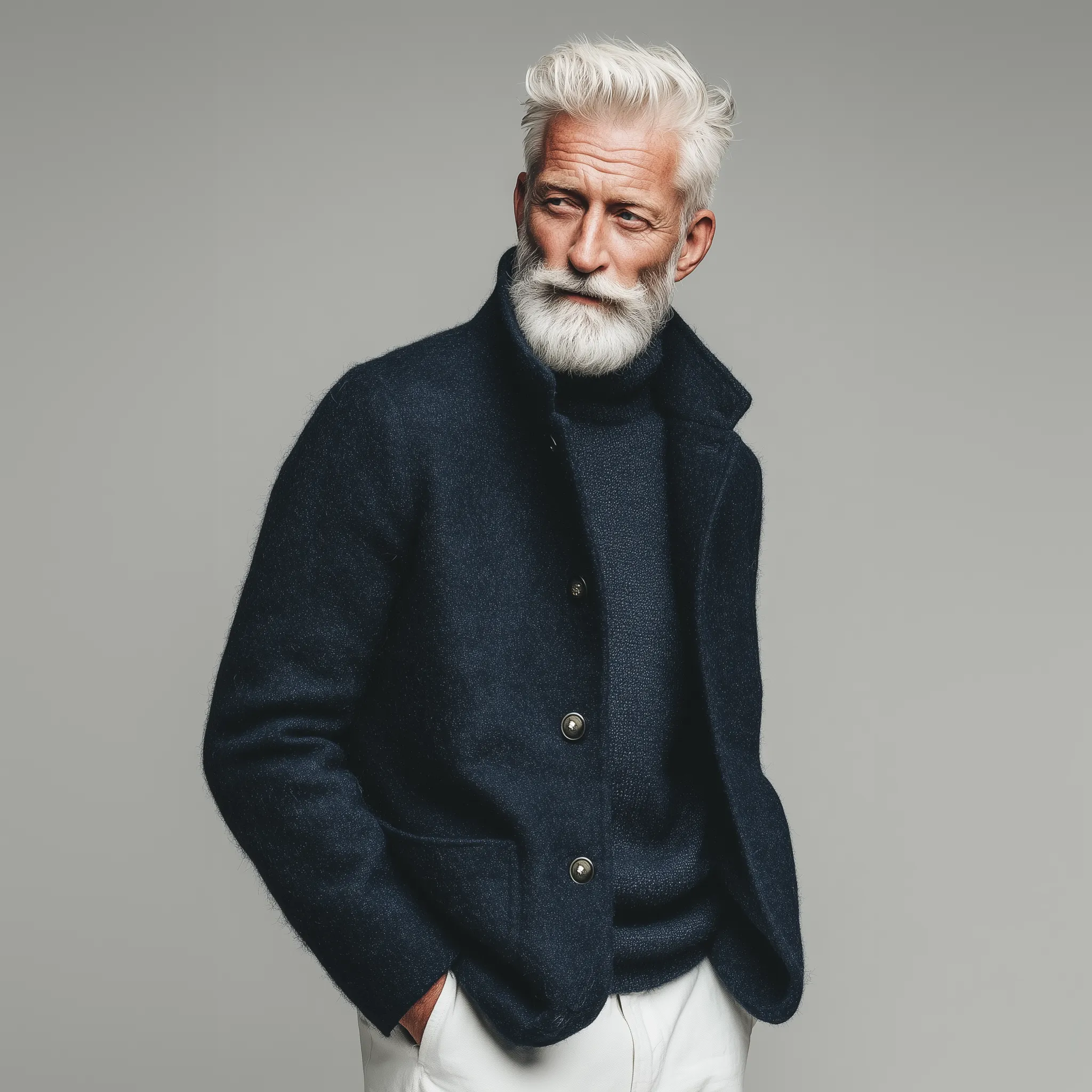 Men's Classic Retro Stand Collar Faux Woolen Placket Button Jacket MTA2443I6K sold by Manly product image thumbnail 2