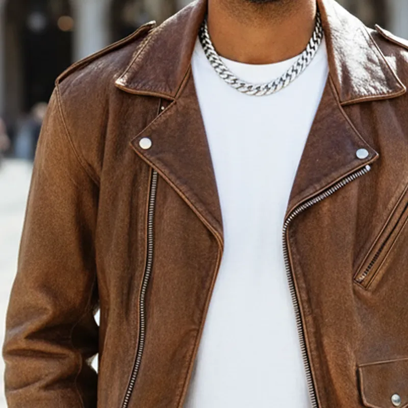 Men's Vintage Motorcycle PU Leather Zip-up Jacket MTA2378I2U sold by Manly product image thumbnail 3