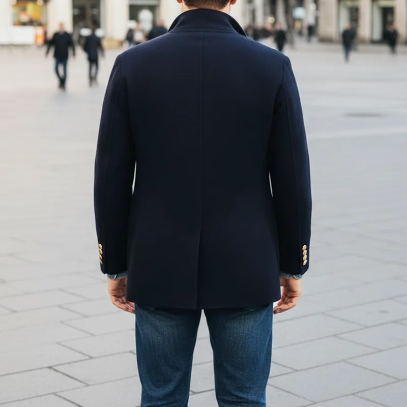 Men's Classic Navy Blue Double-breasted Short Coat MTA2481I2U sold by Manly product image thumbnail 5