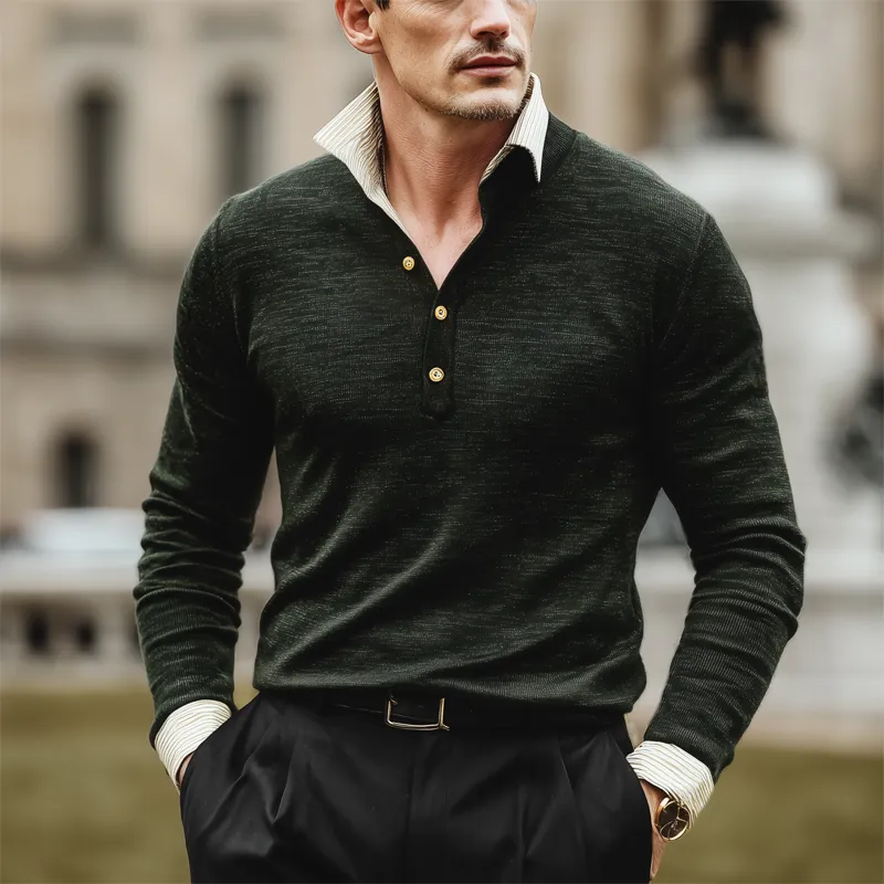 Men's Classic Color-block Collar Knitted Sweater MTA2476I5U sold by Manly product image thumbnail 2