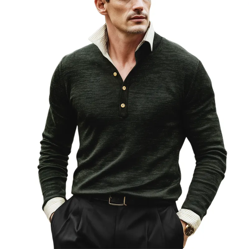 Men's Classic Color-block Collar Knitted Sweater MTA2476I5U sold by Manly