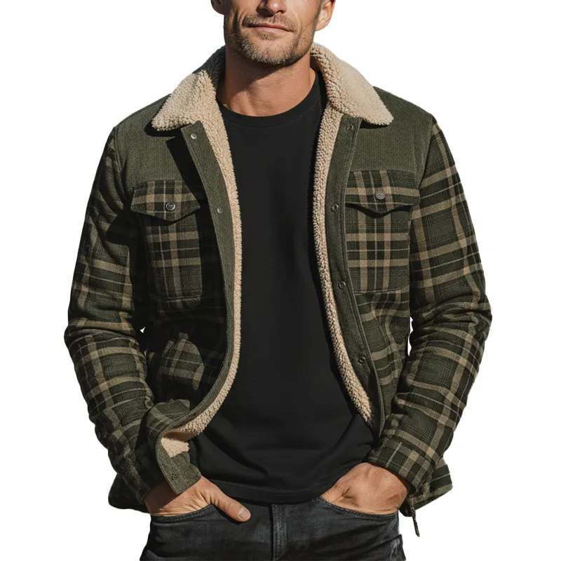Men's Winter Fashion Plaid Fleece Lined Jacket MTA2495I6P sold by Manly
