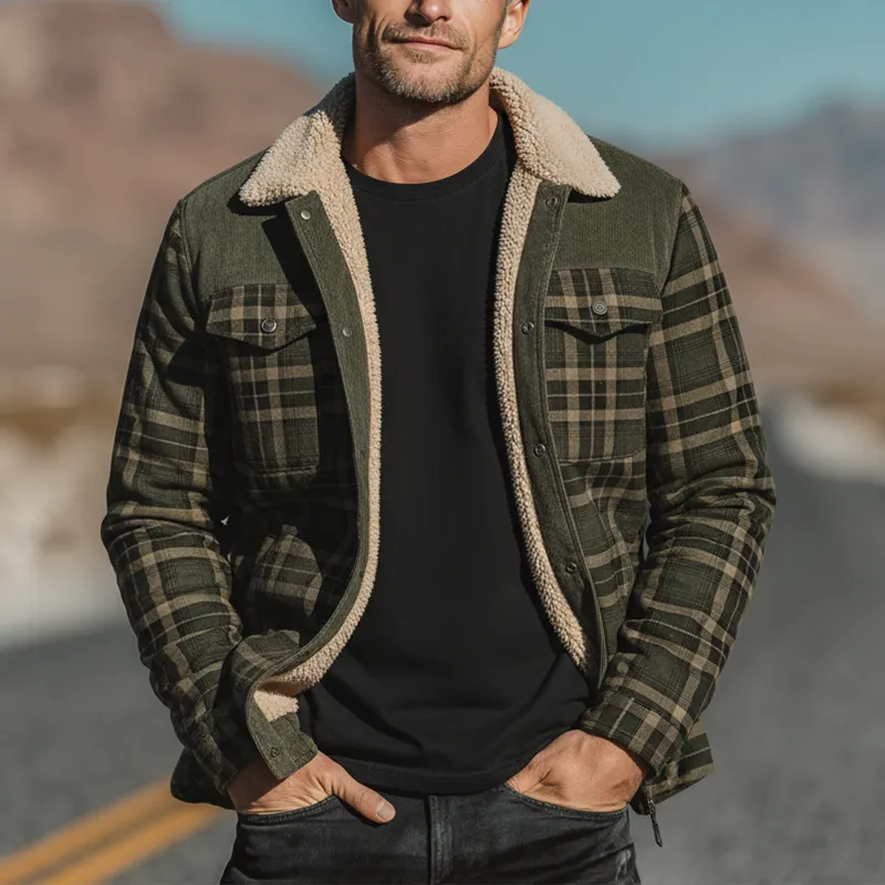 Men's Winter Fashion Plaid Fleece Lined Jacket MTA2495I6P sold by Manly product image thumbnail 2