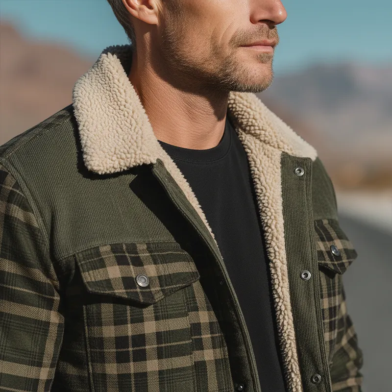 Men's Winter Fashion Plaid Fleece Lined Jacket MTA2495I6P sold by Manly product image thumbnail 5