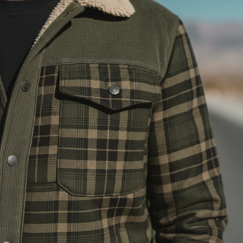 Men's Winter Fashion Plaid Fleece Lined Jacket MTA2495I6P sold by Manly product image thumbnail 4