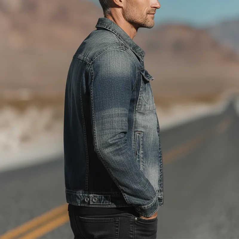 Men's Autumn And Winter Retro Washed Casual Denim Jacket MTA2309I8P sold by Manly product image thumbnail 4