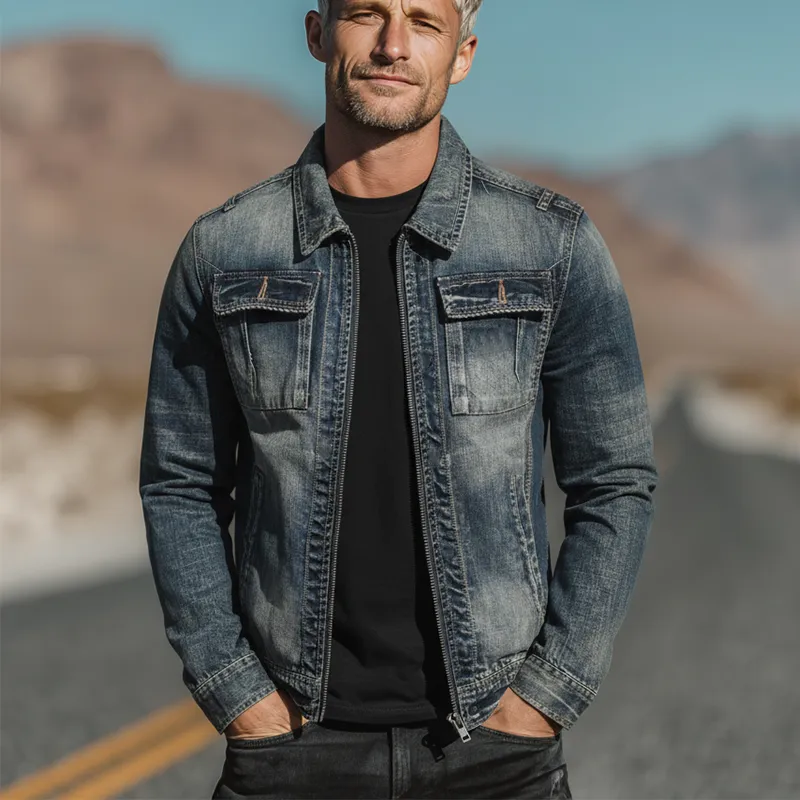 Men's Autumn And Winter Retro Washed Casual Denim Jacket MTA2309I8P sold by Manly product image thumbnail 2