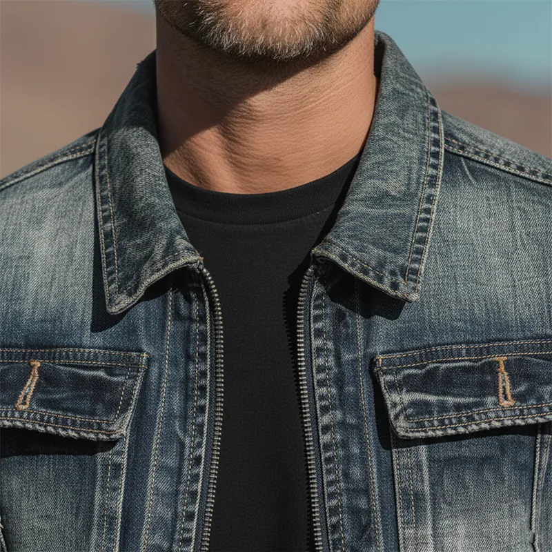 Men's Autumn And Winter Retro Washed Casual Denim Jacket MTA2309I8P sold by Manly product image thumbnail 5