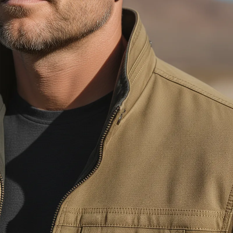 Men's Autumn And Winter Vintage Washed Cotton Multi-pocket Stand Collar Jacket MTA2373I4P sold by Manly product image thumbnail 5