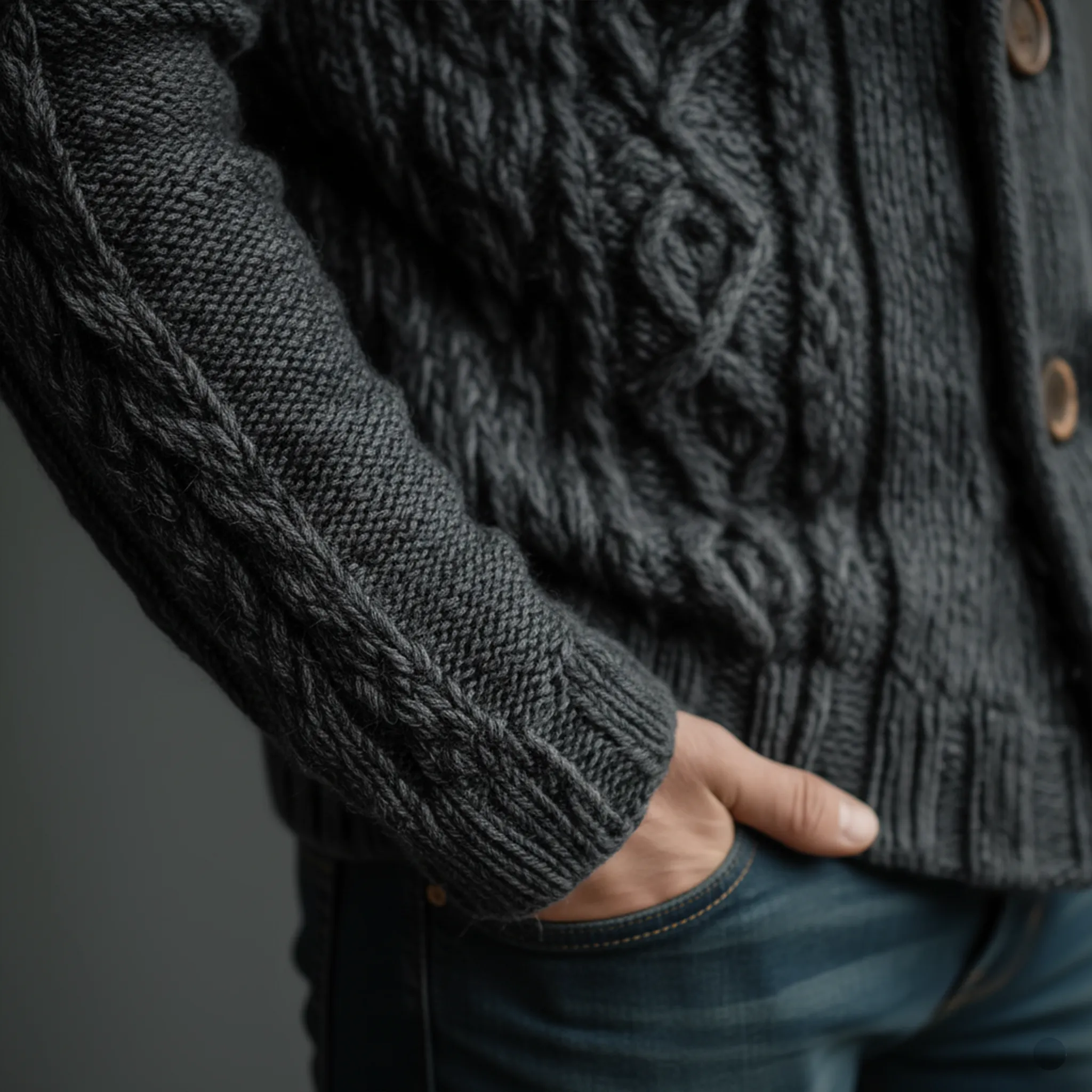 Men's Classic Vintage Jacquard Hooded Knit Cardigan MTA2321I9K sold by Manly product image thumbnail 5