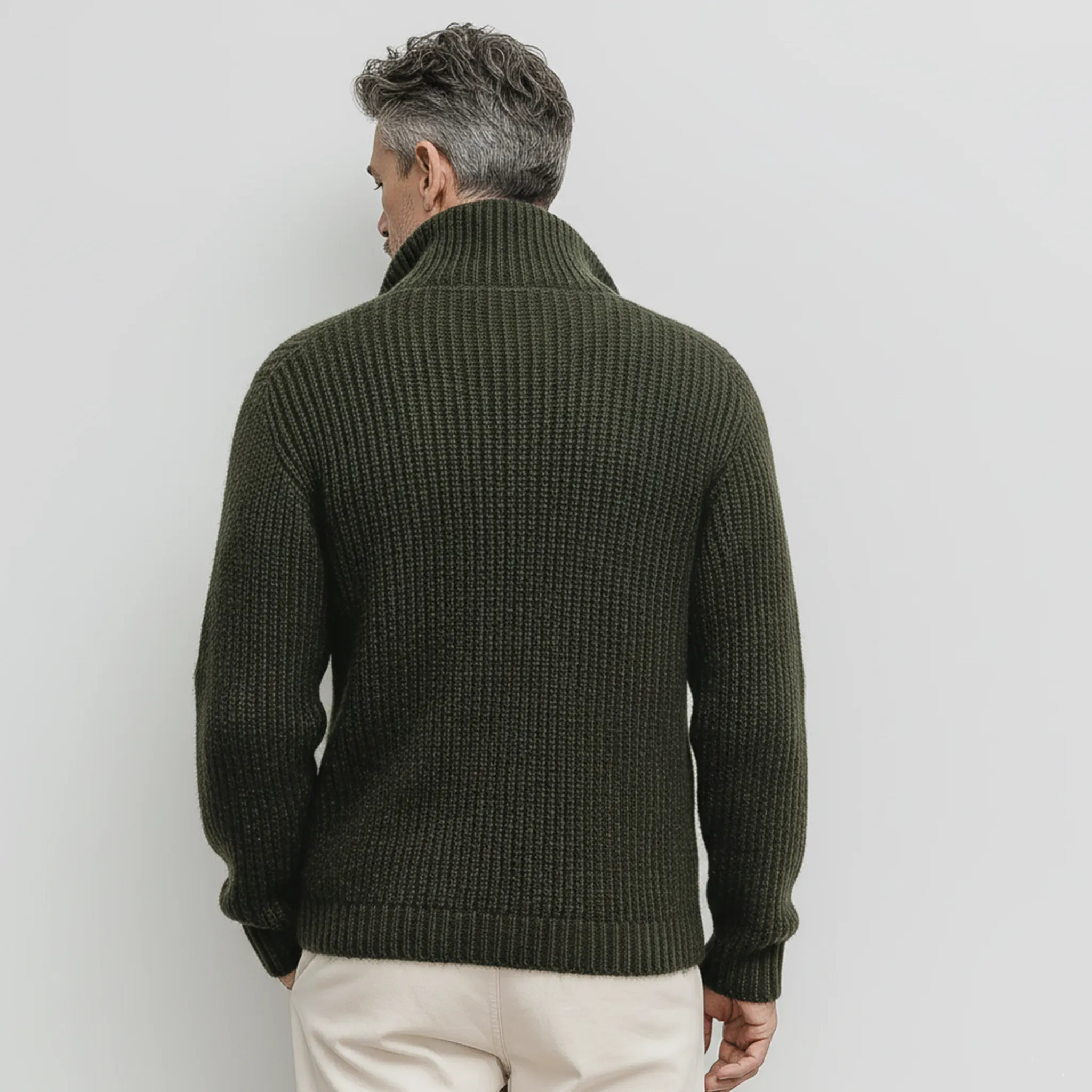 Men's Classic Casual Stand Collar Button Loose Sweater MTA2688I3K sold by Manly product image thumbnail 5