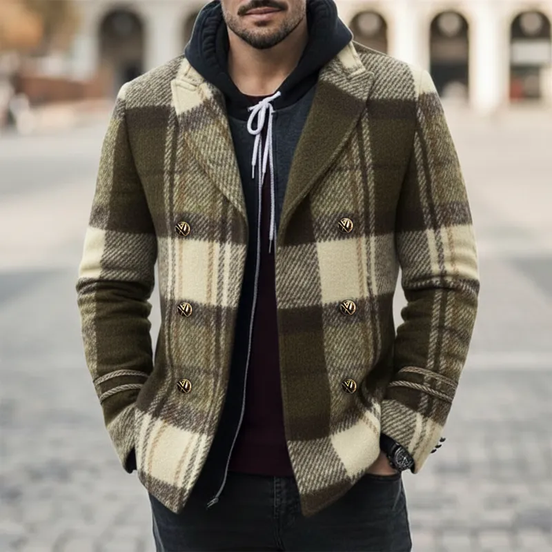 Men's Classic Plaid Double Breasted Notch Lapel Jacket MTA2568I2U sold by Manly product image thumbnail 2