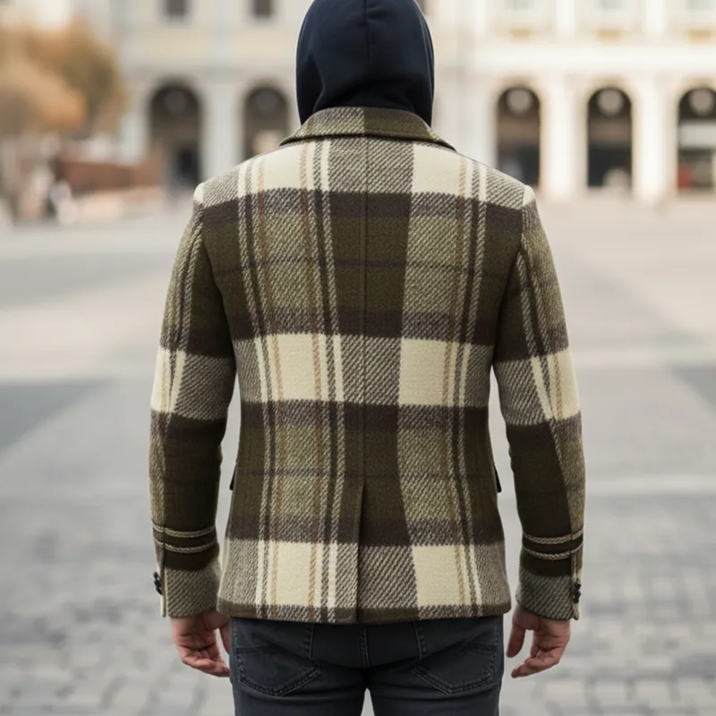 Men's Classic Plaid Double Breasted Notch Lapel Jacket MTA2568I2U sold by Manly product image thumbnail 3