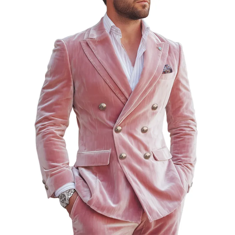 Men's Classic Double-breasted Double-layered Collar Blazer MTA2648I9U sold by Manly