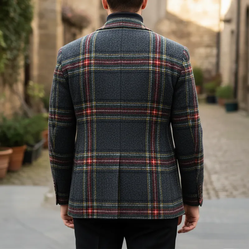 Men's Classic Slim Fit Plaid Double Button Double Vent Blazer MTA2674I0U sold by Manly product image thumbnail 3