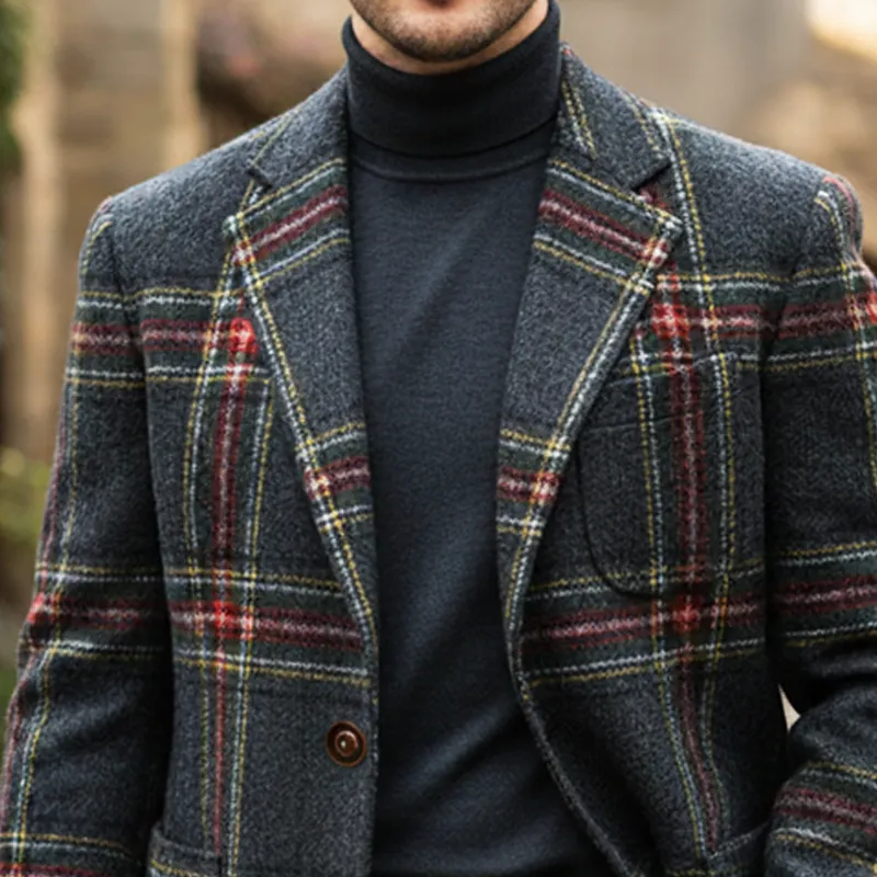 Men's Classic Slim Fit Plaid Double Button Double Vent Blazer MTA2674I0U sold by Manly product image thumbnail 4