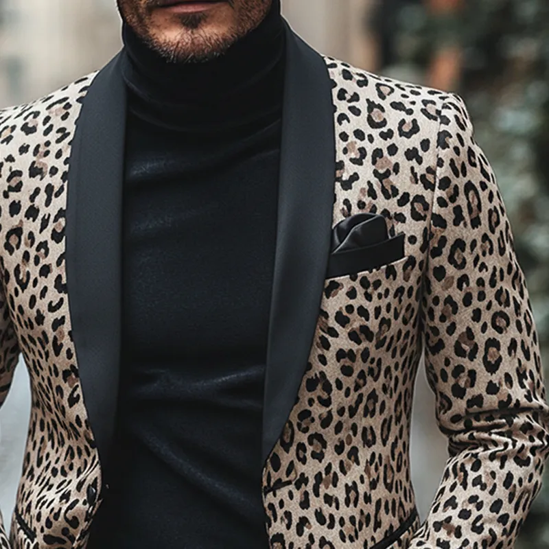 Men's Vintage Leopard Print Contrast Blazer MTA2660I2X sold by Manly product image thumbnail 2