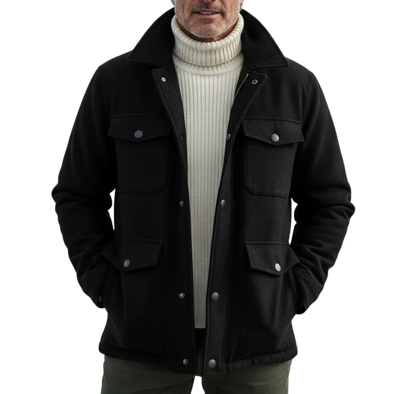 Men's Vintage Casual Multi-Pocket Zipper Lapel Hunting Jacket MTA2565I7TO sold by Manly