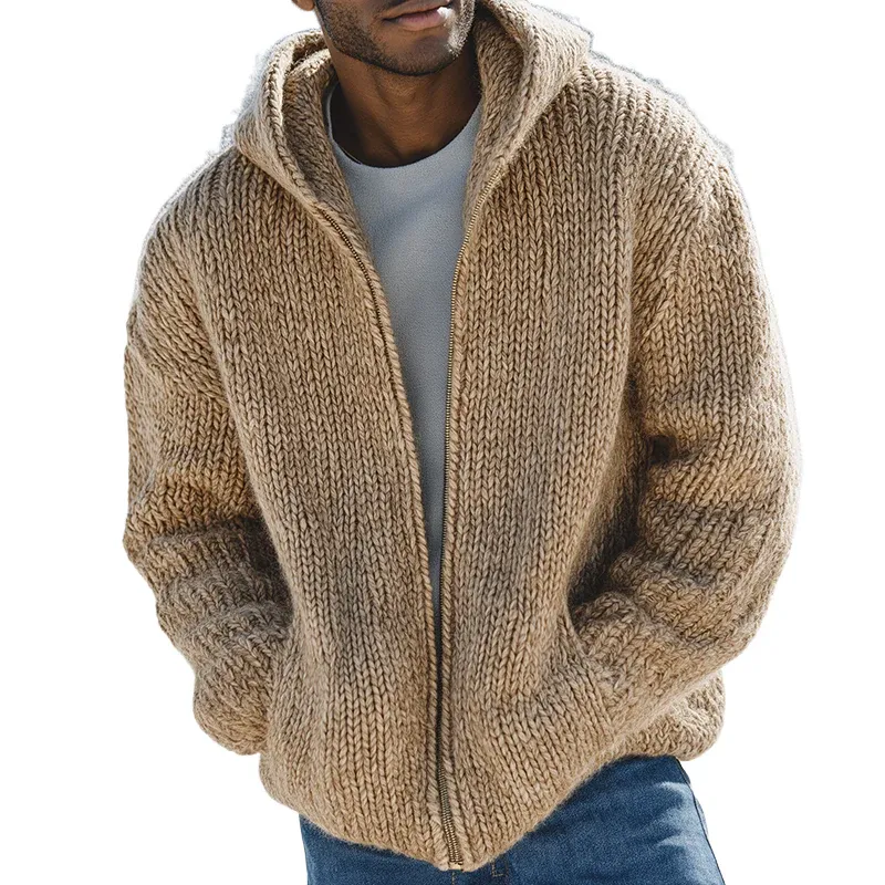 Men's Retro Casual Knit Zipper Hoodie Jacket MTA1811I1TO sold by Manly