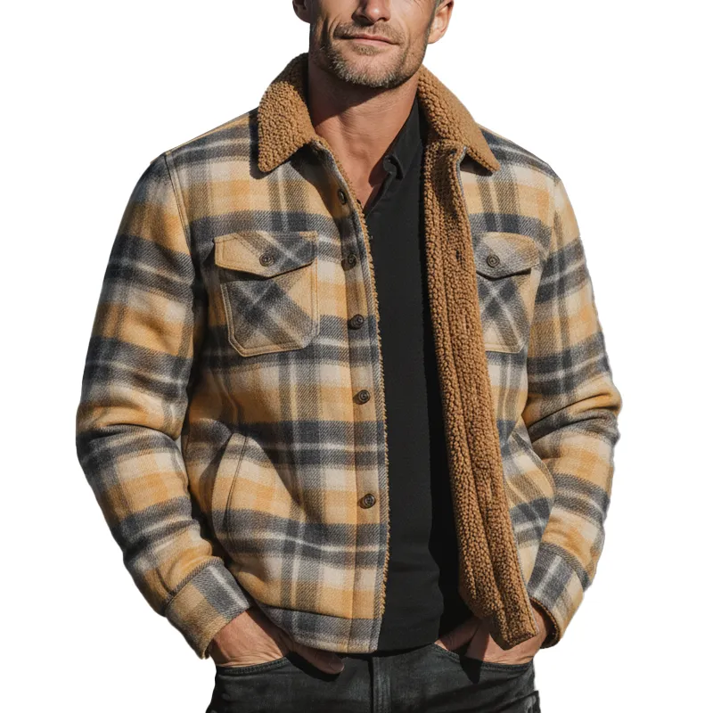 Men's Winter Fashion Plaid Polar Fleece Lined Shirt Jacket MTA2545I2P sold by Manly