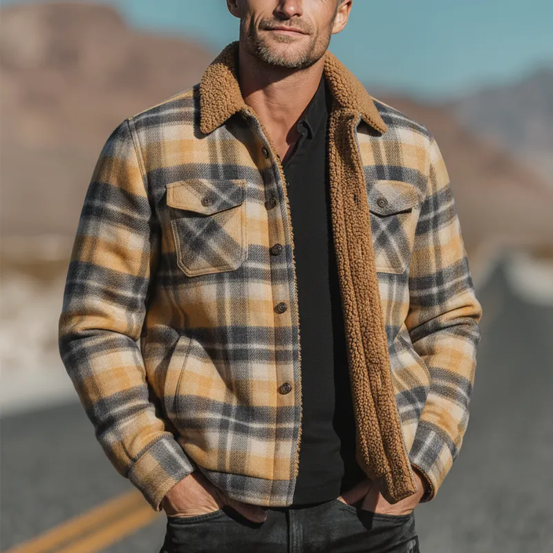 Men's Winter Fashion Plaid Polar Fleece Lined Shirt Jacket MTA2545I2P sold by Manly product image thumbnail 2